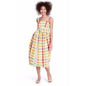 Christopher John Rogers x Target Multicolor Check Gingham Midi Dress Size 12